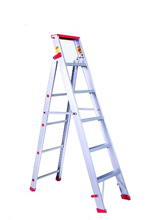 Alco Aluminium 5 Steps 6 Ft + 10 Ft Multipurpose Folding Ladder with wide steps & Anti-Skid Shoes (Made in India)