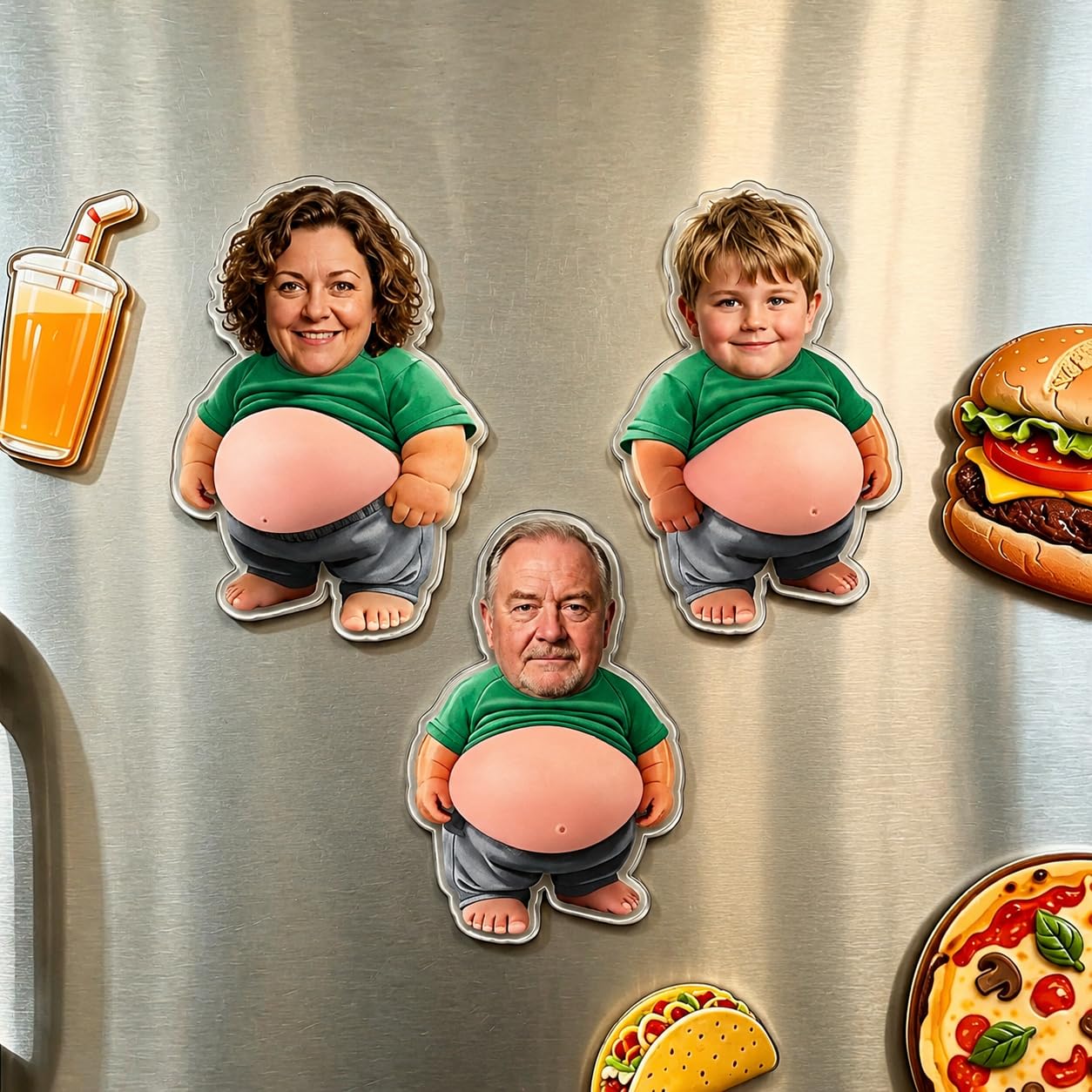 Custom Funny Squishy Belly Fridge Magnets, Personalized Face Squishy Refrigerator Magnets Pressable Belly, Squeezable Belly Fridge Decor, Stress Relief Gift (F-3PC)