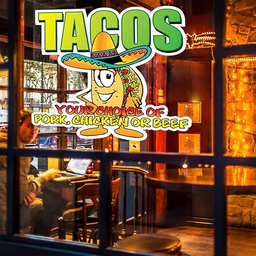 Miniatura 4 de Pegatinas de vinilo troqueladas para camión de comida Tacos Your Choice of Concession Restaurant y cartel de 23.6in en el lado más largo