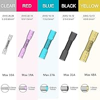 Vista 6 de Conectores de empalme termorretráctiles, 200 piezas 22-16 AWG rojos aislados impermeables, conectores de cable eléctrico automotriz grado marino