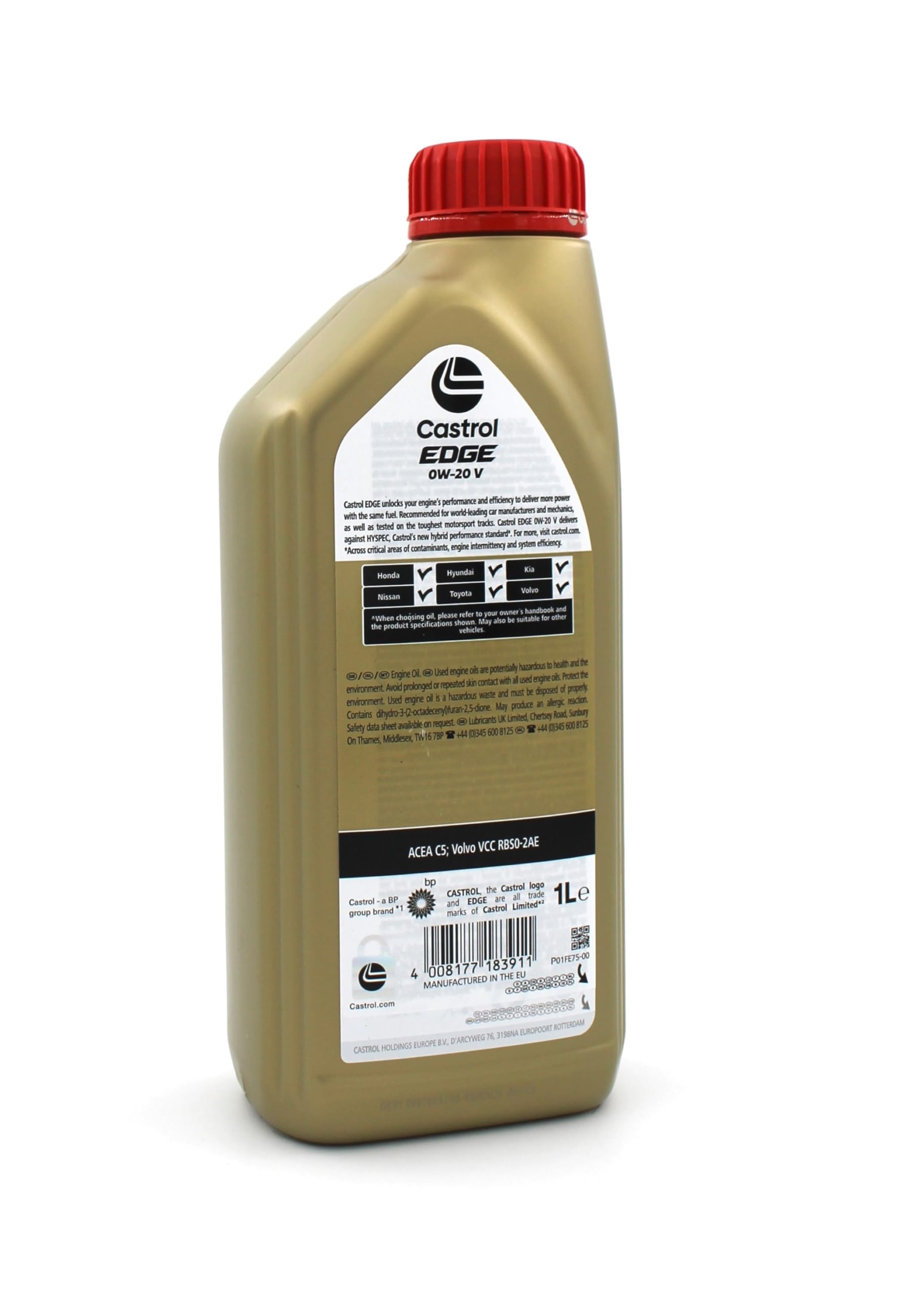 LUBRIALPHA - Olio Motore EDGE 0W-20 V | Benzina, Diesel, Ibridi | Specifiche ACEA C5, Volvo VCC RBS02AE | Fluid TITANIUM Avanzato | 1L