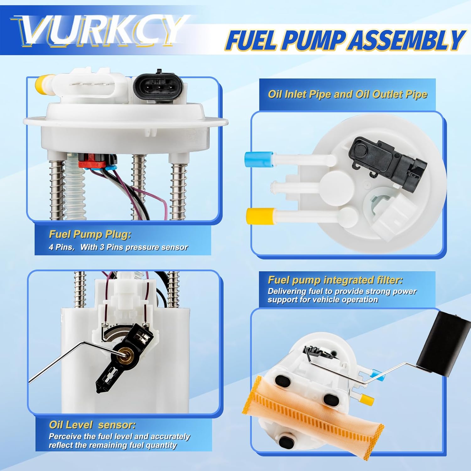 Electric Fuel Pump Assembly Compatible with 1998-2005 Buick Lesabre/Park Avenue, 1998-2005 Cadillac Deville/Seville, 1998-2003 Oldsmobile Aurora, 2001-2005 Pontiac Bonneville, Replaces E3518M