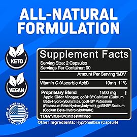 Herbtonics Apple Cider Vinegar with Keto BHB Salts - GLP-1 Support Supplement | Keto Diet Pills for Women & Men | Supports Appetite & Metabolic Function | 120 Keto ACV Capsules