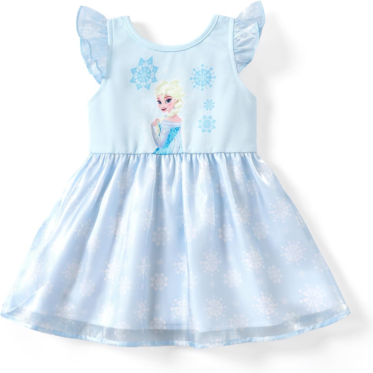 Princess Frozen Elsa Minnie Stitch Toddler Girl Tulle Tutu Dress Ruffle Sleeve Mesh Summer Birthday Party Clothes 2-9Y