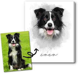 Custom Pet Portrait Canvas Print 8x10 - Personalized Watercolor Dog Cat Memorial Wall Art Gift for Pet Lovers