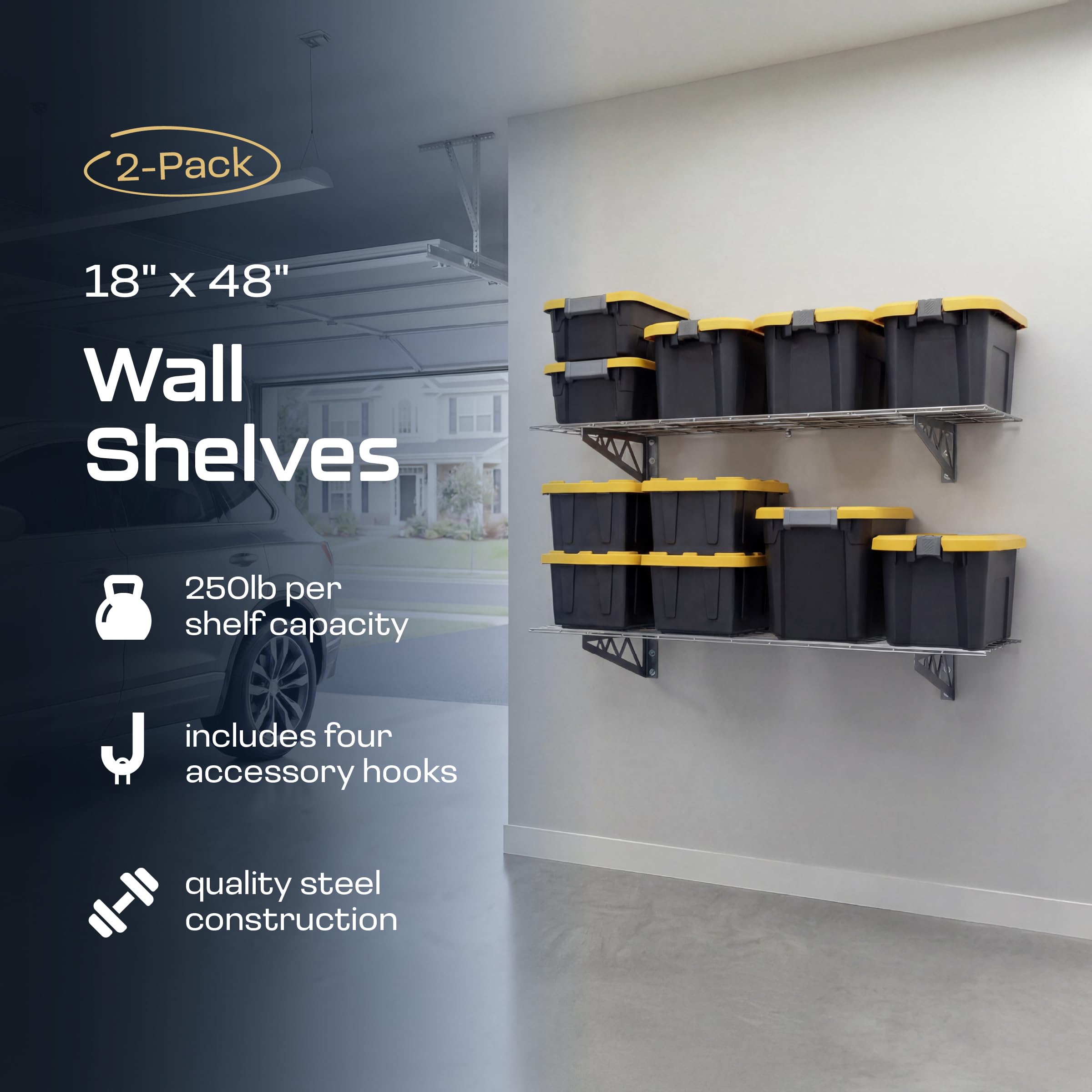 Amazon.com: MonsterRax Garage Wall Shelf Two-Pack White or