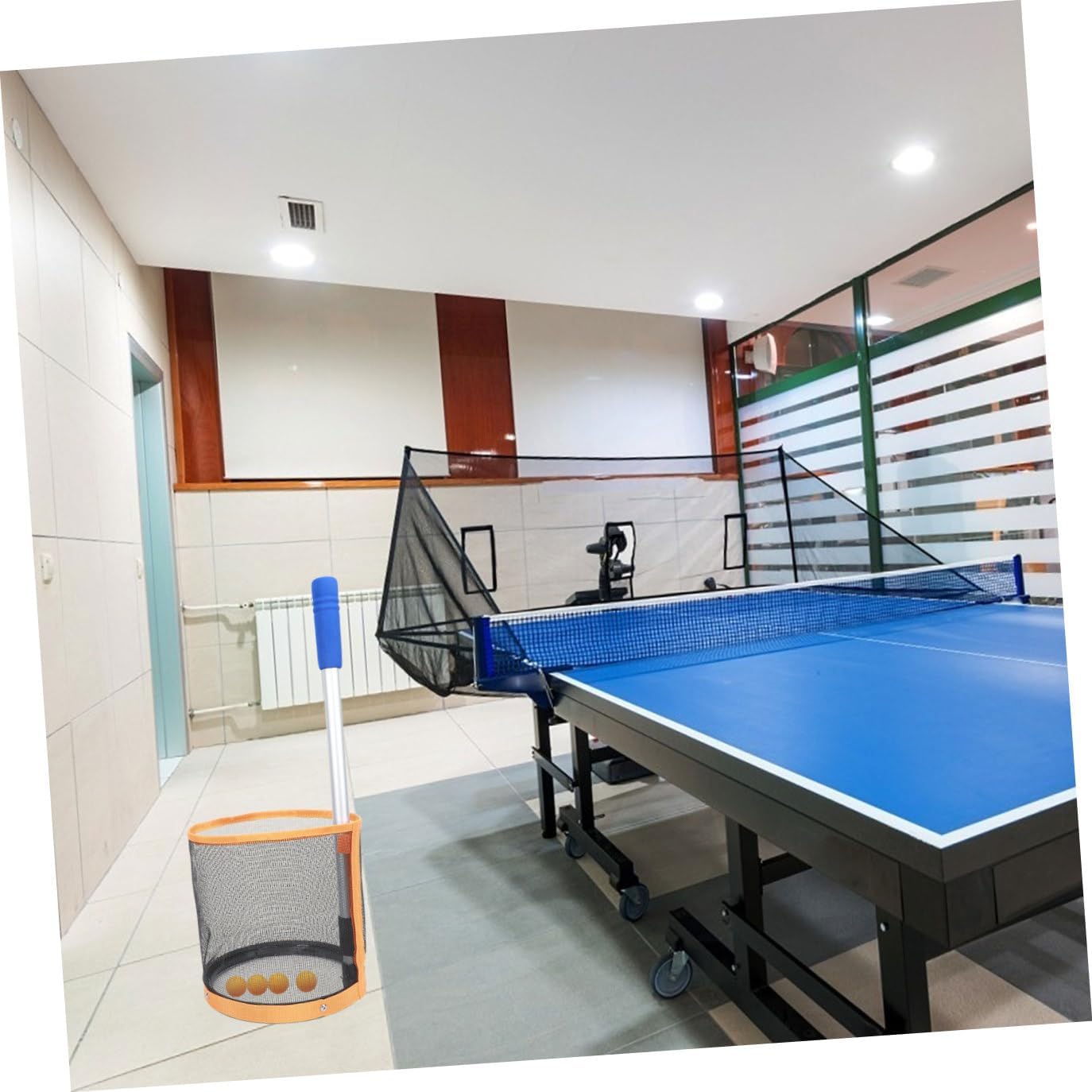 Mikinona Lightweight Table Tennis Ball Picker Telescopic Metal Pole Capacity Net Portable Pingpong Ball Retrieval Tool Nylon Exercise Use