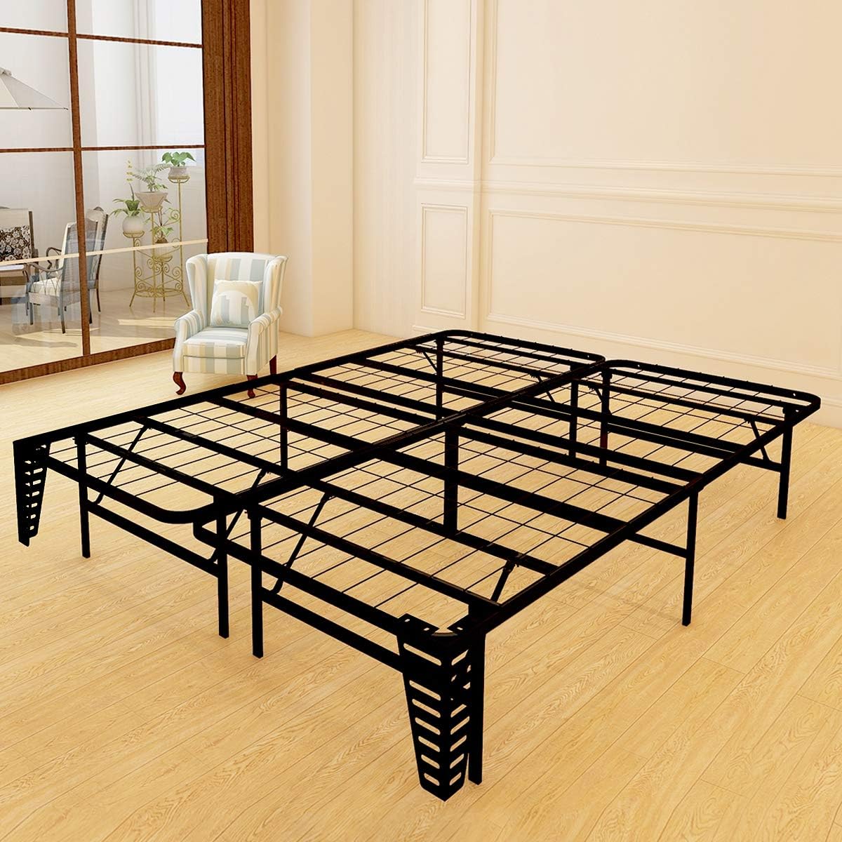 JURMERRY Foldable Bed Frame Metal Platform Base 16Inch Box