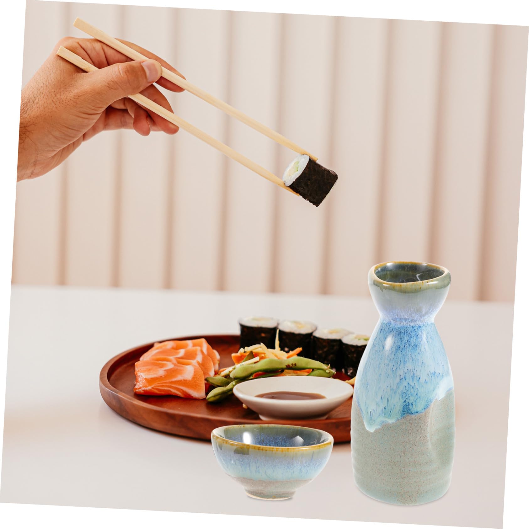 NUOBESTY 4 Copas Juego de Sake Japonés, 1 Olla de Cerámica