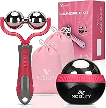 Nobility Massage Ball Roller– Ice Cold and Hot for Deep Tissue and Sore Muscle Relief of Stiffness and Stress, Body, Neck, Back, Foot, Plantar Double Pink