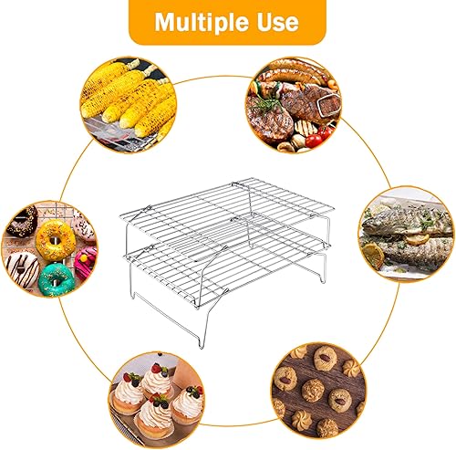 Miniatura 7 de TeamFar Estante de enfriamiento, estante de alambre de enfriamiento de acero inoxidable de 5 niveles para hornear, asar y cocinar, soldadura