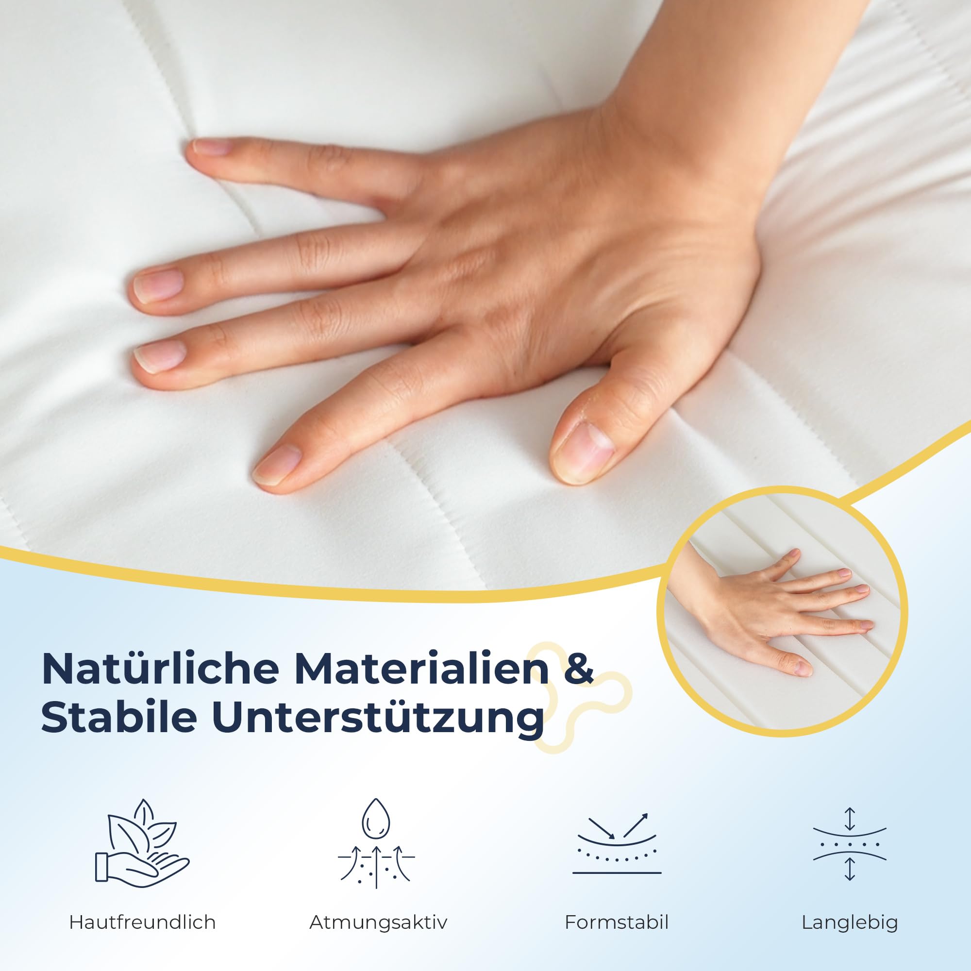 Matratze 90x200 Mittelfest 12cm - Ergonomische 7-Zonen Hochwertige Kaltschaummatratze mit waschbarem Bezug, Atmungsaktiv Schaumstoffmatratze Rollmatratze, Öko-Tex Zertifiziert