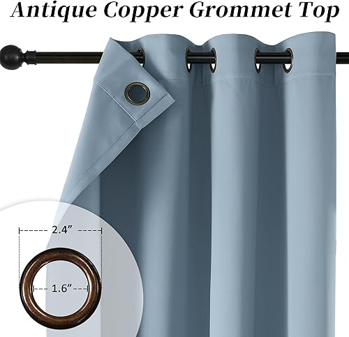Miniatura 2 de HUTO Cortinas opacas para ventana de dormitorio, sala de estar, con ojales de cobre antiguo, para oscurecer la habitación, aislamiento térmico,