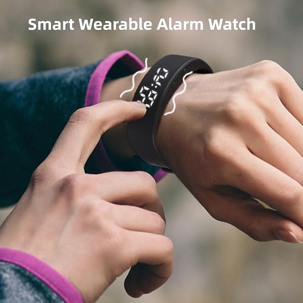 Vibrating Alarm Clock Watch for Heavy Sleepers, Waterproof Wake Up Wristband Alarm Clock for Men & Women, Wearable Vibrating Wrist Alarms - 5