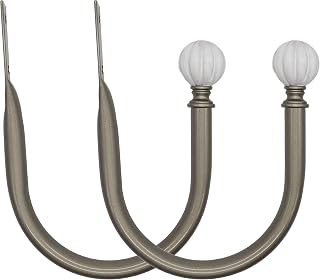 Set of 2 Decorative Marble Fluted Ball Window Curtain Holdbacks for Draperies, Gunmetal