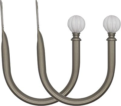 Meriville Set of 2 Decorative Marble Fluted Ball Window Curtain Holdbacks for Draperies, Gunmetal