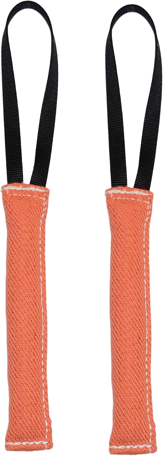 Redline K9 Dog Bite Tug Toy 1.5 inch X 10 inch 1 Handle French Linen Bundle of 2 (Black) Dog Tug Toy