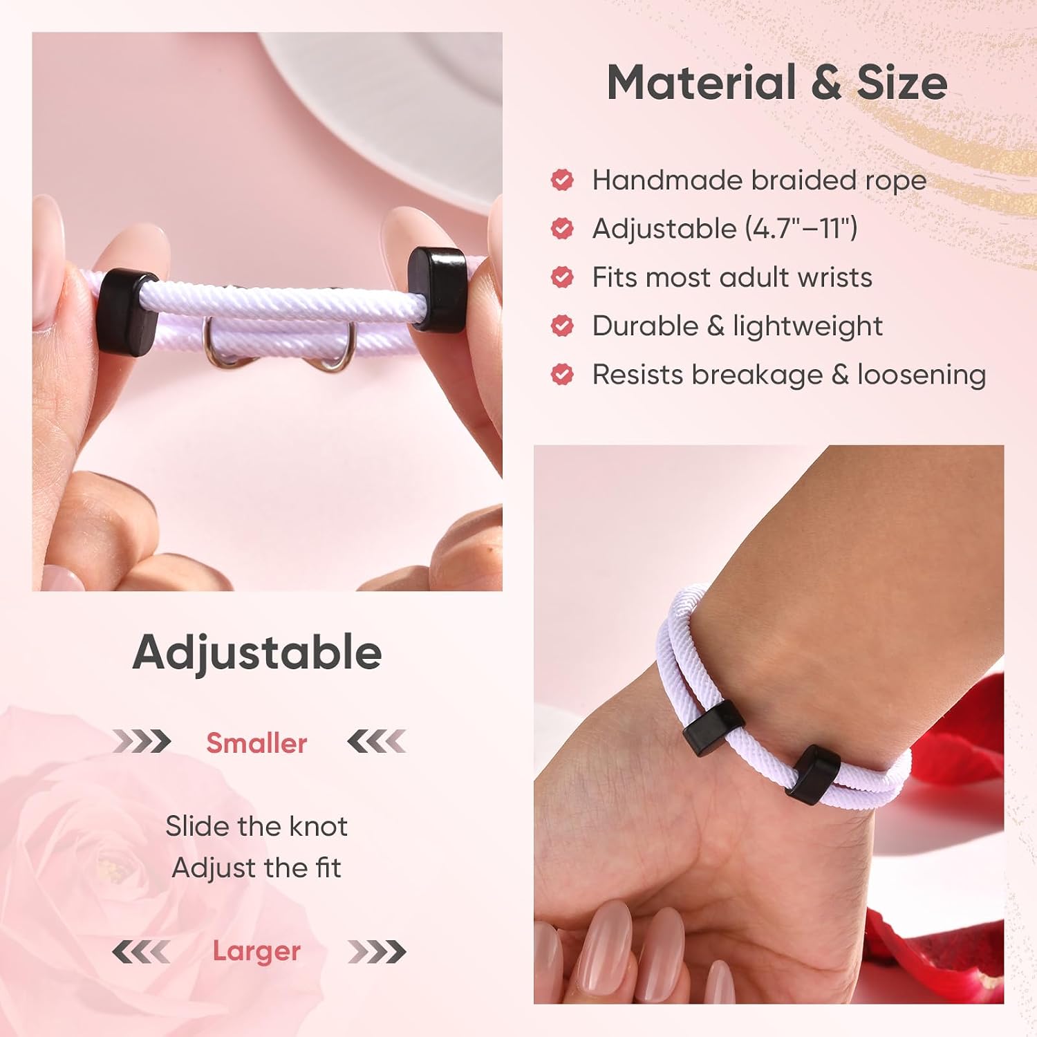 Hisatan Personalized Infinity Love Knot Bracelet for Couple - Relationship Braided Couple Promise Bracelets Set Gifts for Him Her, Forever Linked Together Valentine Day for Men Women