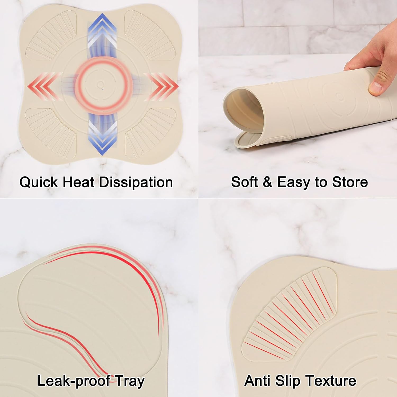 Air Fryer Trivets Silicone for Ninja Crispi, Hot Pads for Ninja Crispi Airfryer Accessories, Versatile Kitchen Countertop Potholders Suitable for Fondue Mats and Spoon Rests