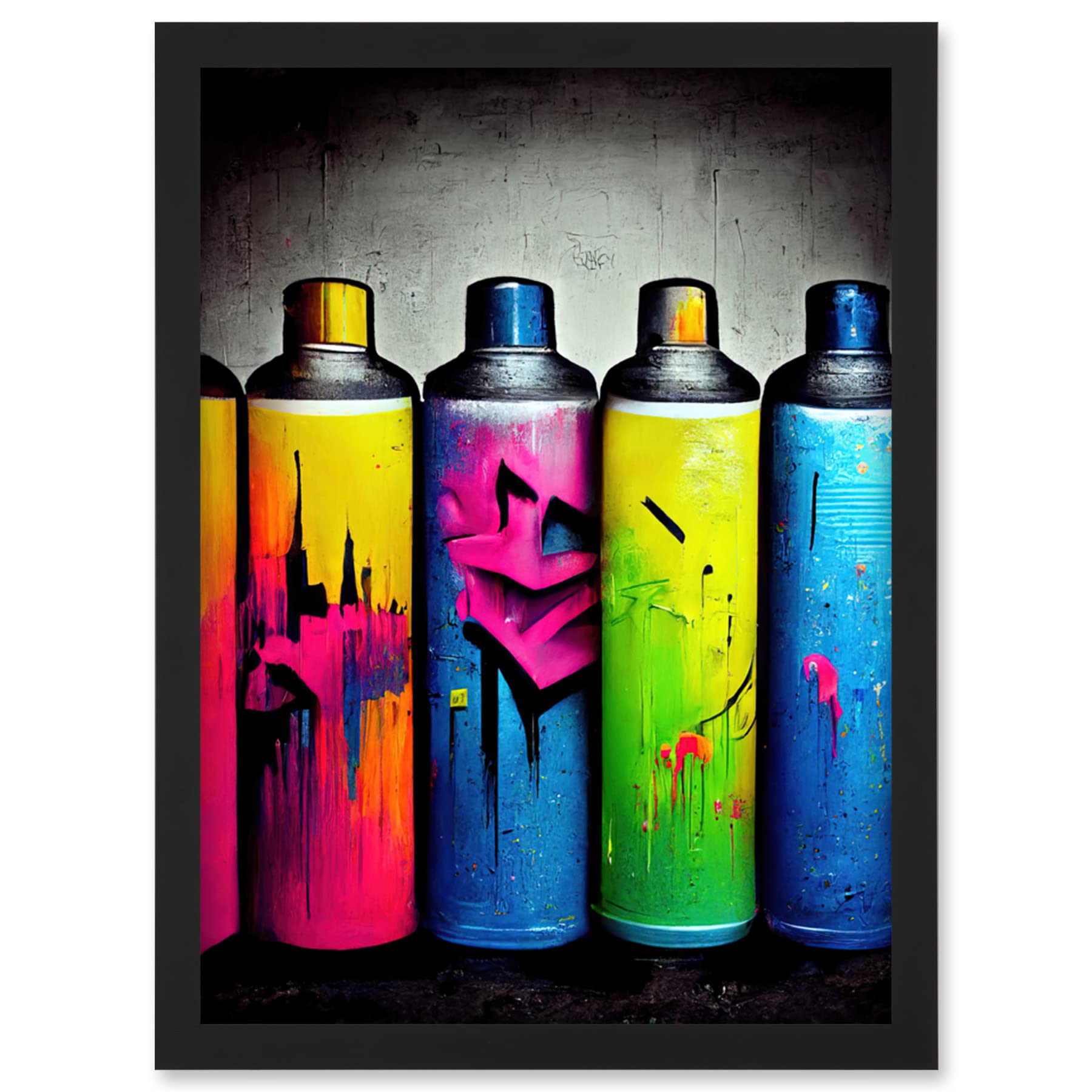 Doppelganger33 LTD Colour Spray Paint Graffiti Cans Street Illustration Artwork Framed Wall Art Print A4