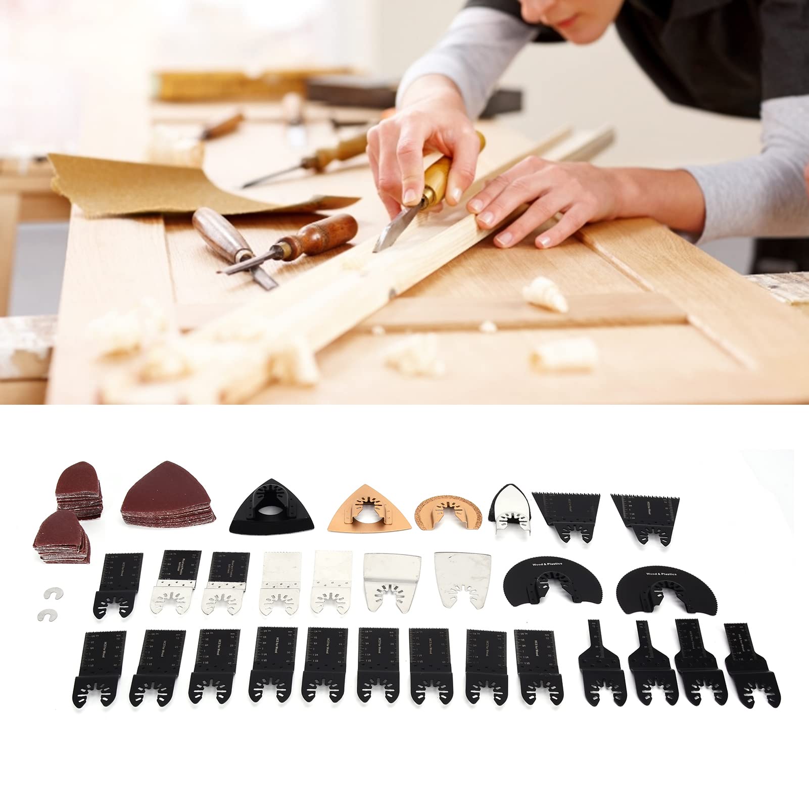 Kit de hojas para herramienta oscilante, hojas de sierra multiherramienta de acero de alto carbono para metal y madera, kit de 22 piezas de accesorios para multiherramienta