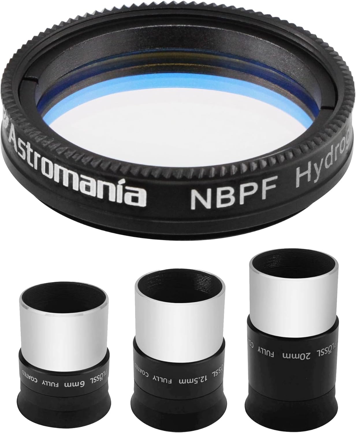 Astromania 1.25-Inch 6/12.5/20mm Plossl Telescope Eyepiece Set - Bundle with - 1.25" NBPF Hydrogen-a 12nm Filter