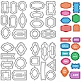 30 Styles Labels Die Cuts for Card Making Backgrounds Frame Metal Cutting Die for Scrapbooking Carbon Steel Embossing Template Tab Note Cutting Dies DIY Cards Album Crafts Supplies