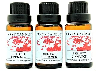 Red Hot Cinnamon (Made in USA) 3 Bottles 1/2 FL Oz Each (15ml) Premium Grade Scented Fragrance Oil
