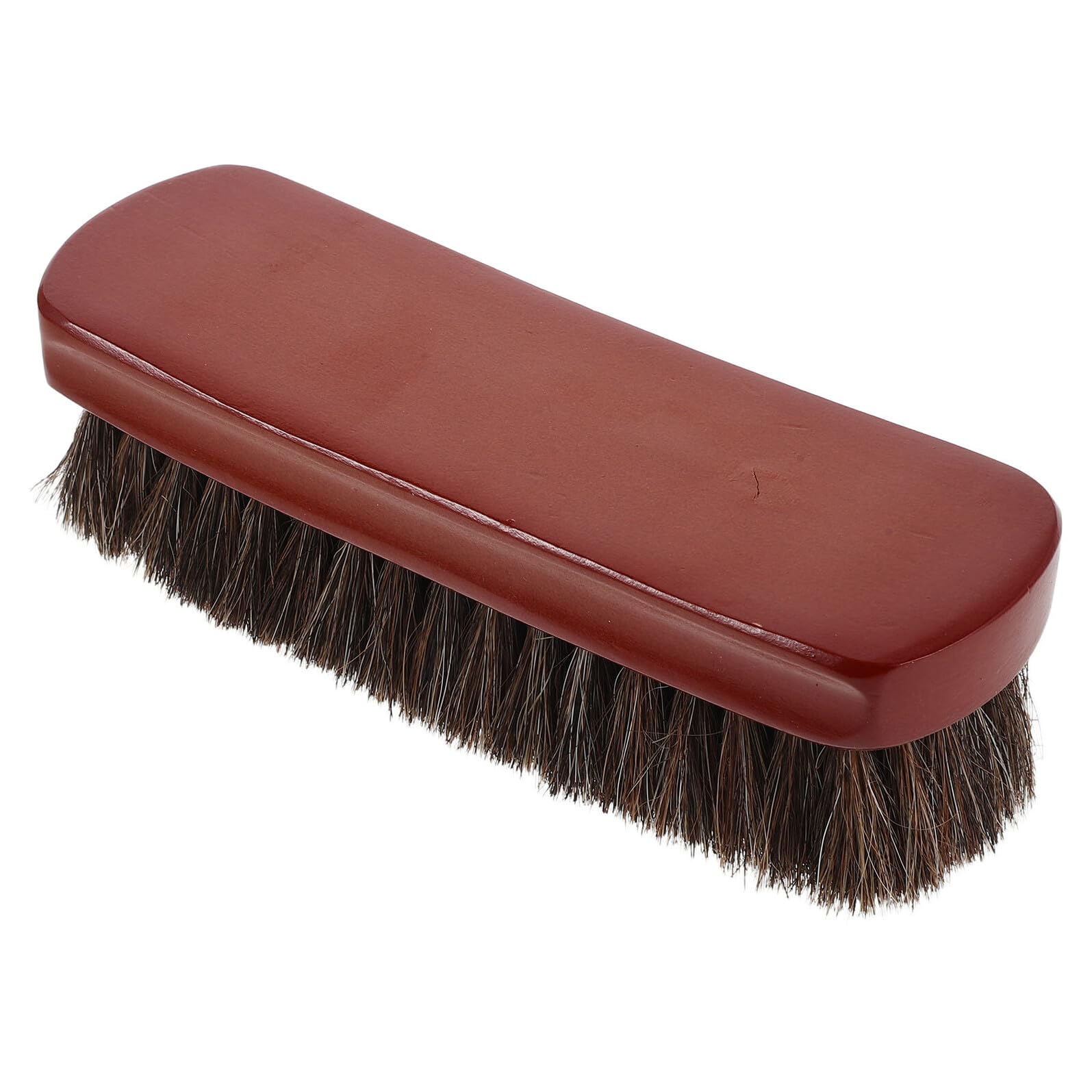Cepillo de pelo de caballo para zapatos con mango de madera de haya grande para limpieza y brillo