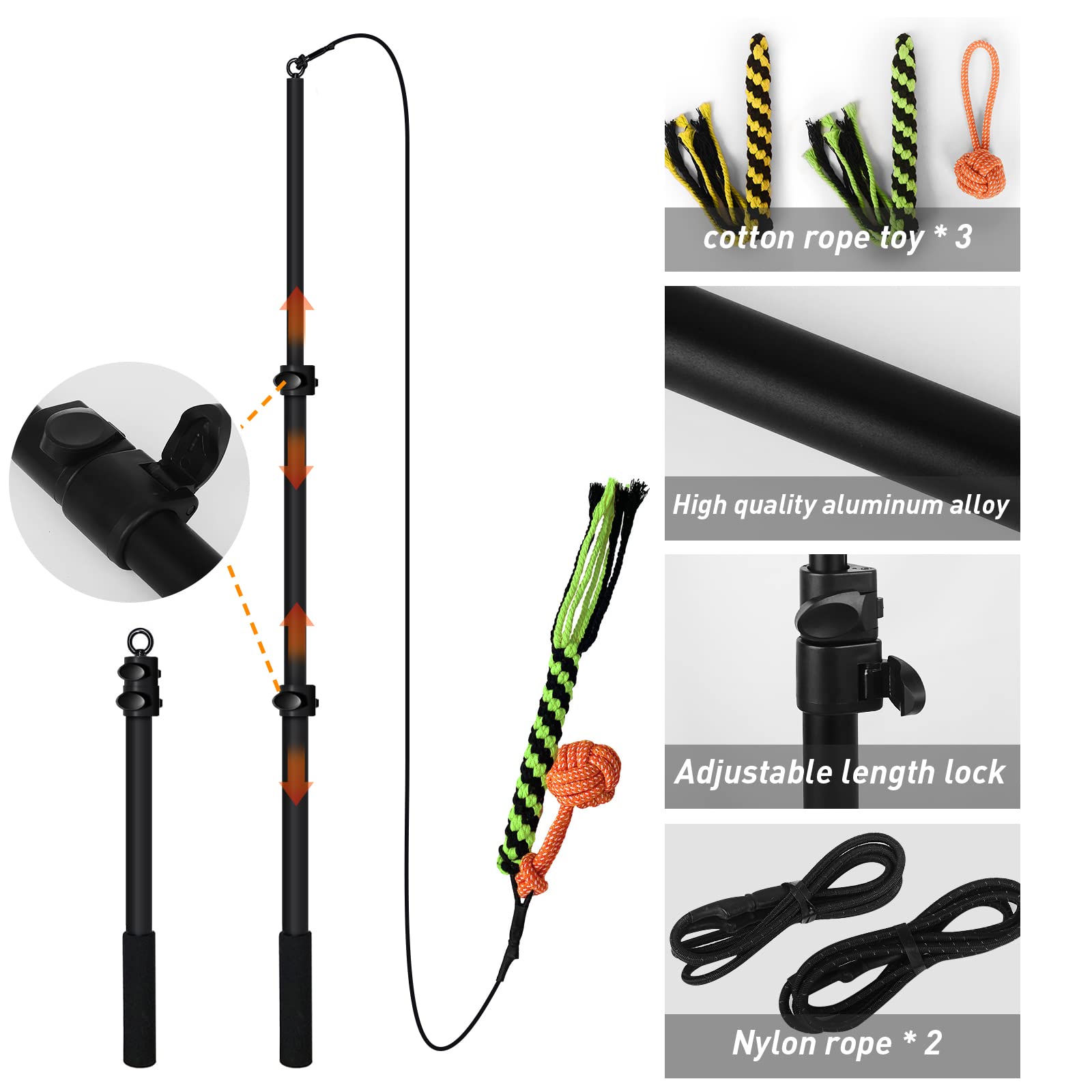 Flirt Pole: Interactief Speelgoed voor Honden Aanvals- en Slepenoefening, Duurzame Toverstaf met Huisdier Fleece Touw Tether Lokken Onderhoudsproduct voor Kleine, Middelgrote en Grote Honden (zwart Flirt Pole: Interactief Speelgoed voor Honden Aanvals- en Slepenoefening, Duurzame Toverstaf met Huisdier Fleece Touw Tether Lokken Onderhoudsproduct voor Kleine, Middelgrote en Grote Honden (zwart
