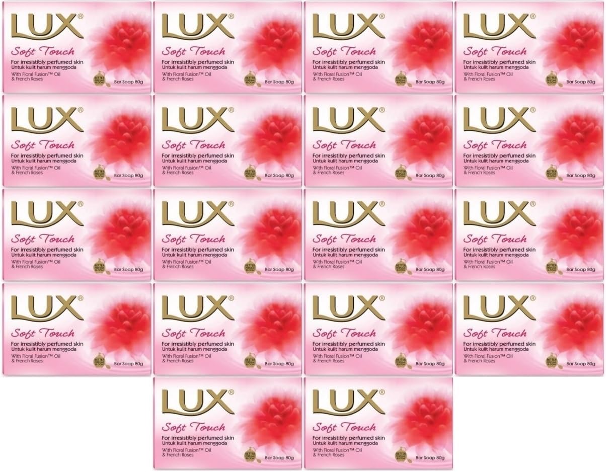 LUX Soft Touch Bar Soap, 80g, Set of 18, Pink