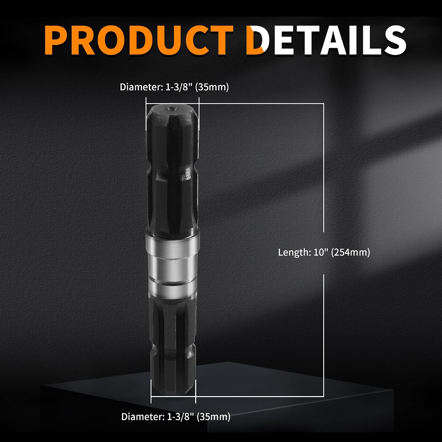 BUYMACHINERYPARTS PTO Shaft Tractor Shaft, Connecting Shaft PTO Shaft Extension 1 3/8" 6 Splines, Total Length: 8,26" Compatible with Massey Ferguson MF Tractors 240,285,135,165,175,398
