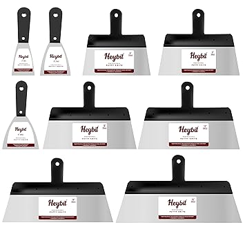 Heybit 2 ? 3 ? 4 ? 6 ? 8 ? 10 ? 12 ? 14 ? 16 ? Scraper Set Steel Blades Putty Filler Plaster Drywall Decorate Flexible Tapping Putty Cleaning Filling Knife Steel Putty Knife Set| Putty Knives| Pack of 9