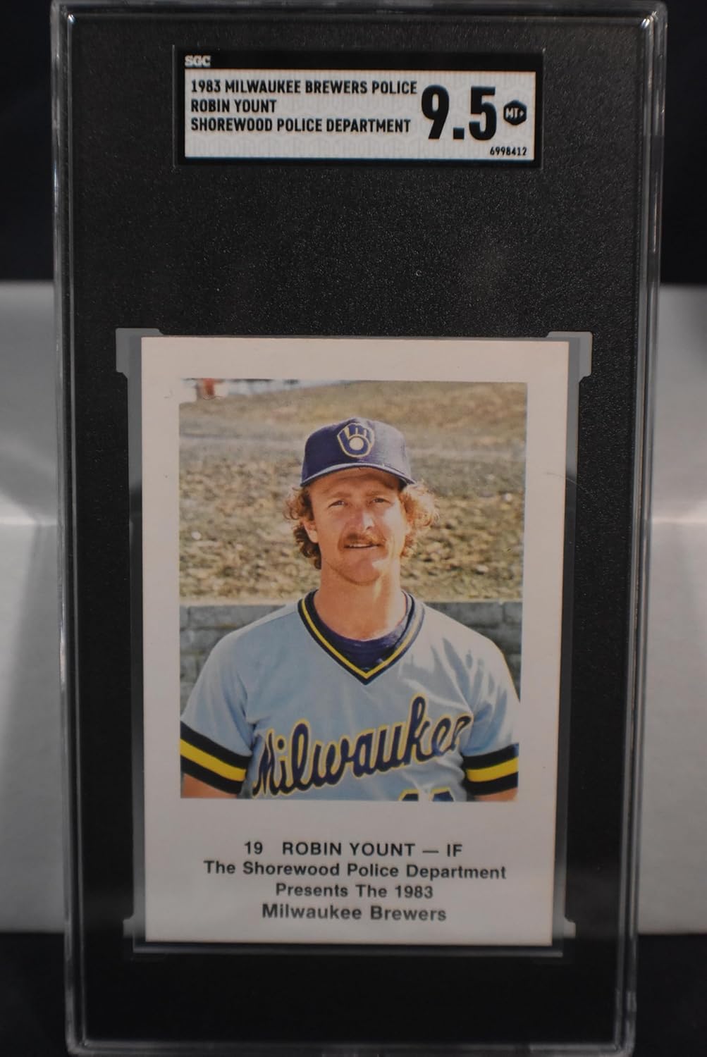 ROBIN YOUNT 1983 Milwaukee Brewers Police SGA Baseball Card SGC Graded Mint+ 9.5 Shorewood Police Department