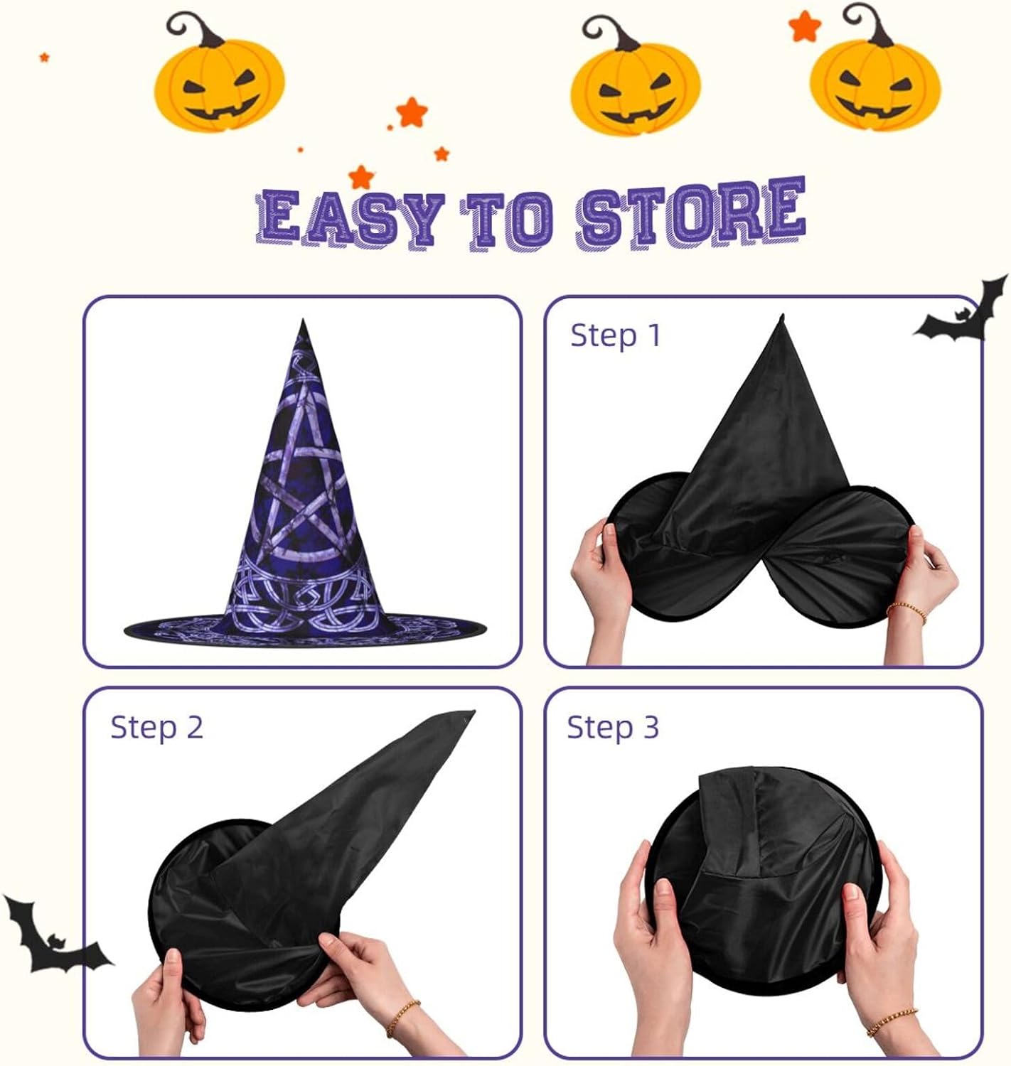 Women Witch Hat - Cosplay Party Costume Accessory - Halloween Party Decor Costume - Masquerade Wizard Hat