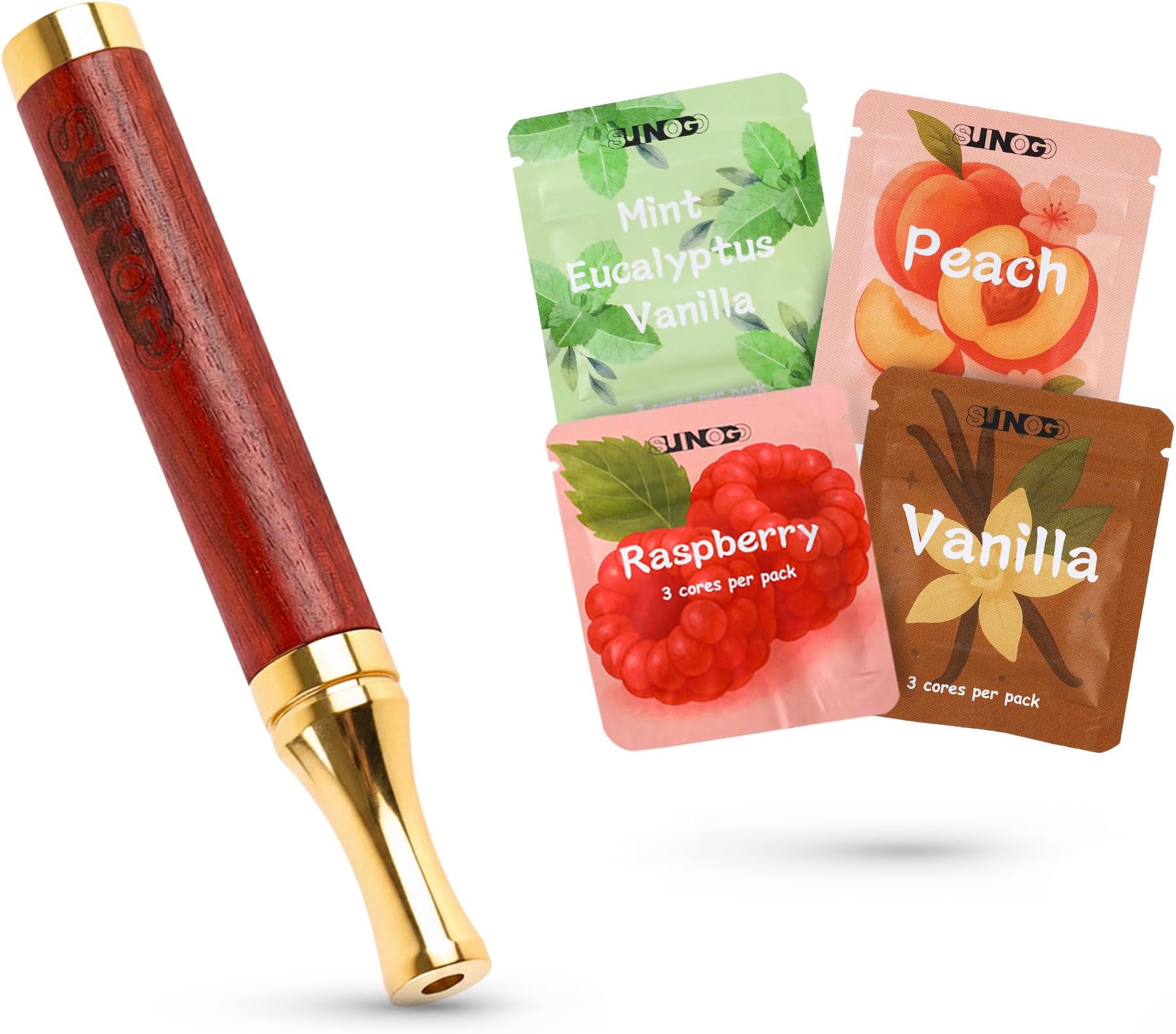 Flavored Air Device with 12 Natural Filters – Includes Mint, Eucalyptus, Vanilla, Raspberry, Peach – Lightweight, Nicotine-Free Habit Support Tool for