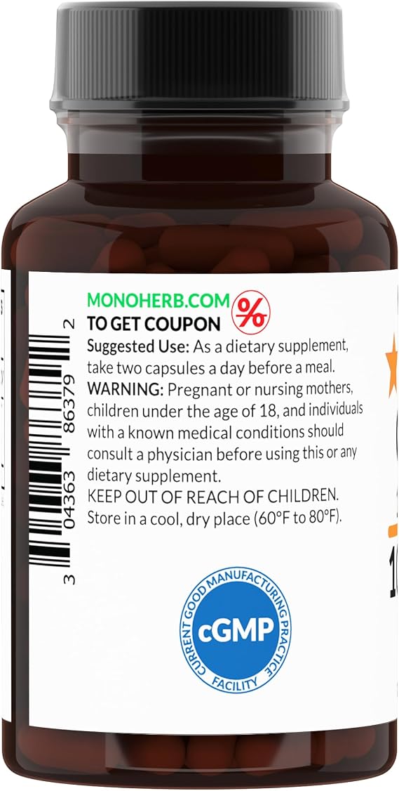MONOHERB Ginger 10:1 Extract - 1000 mg per Serving - Serving Size: 2 Capsules - 45 Servings per Bottle