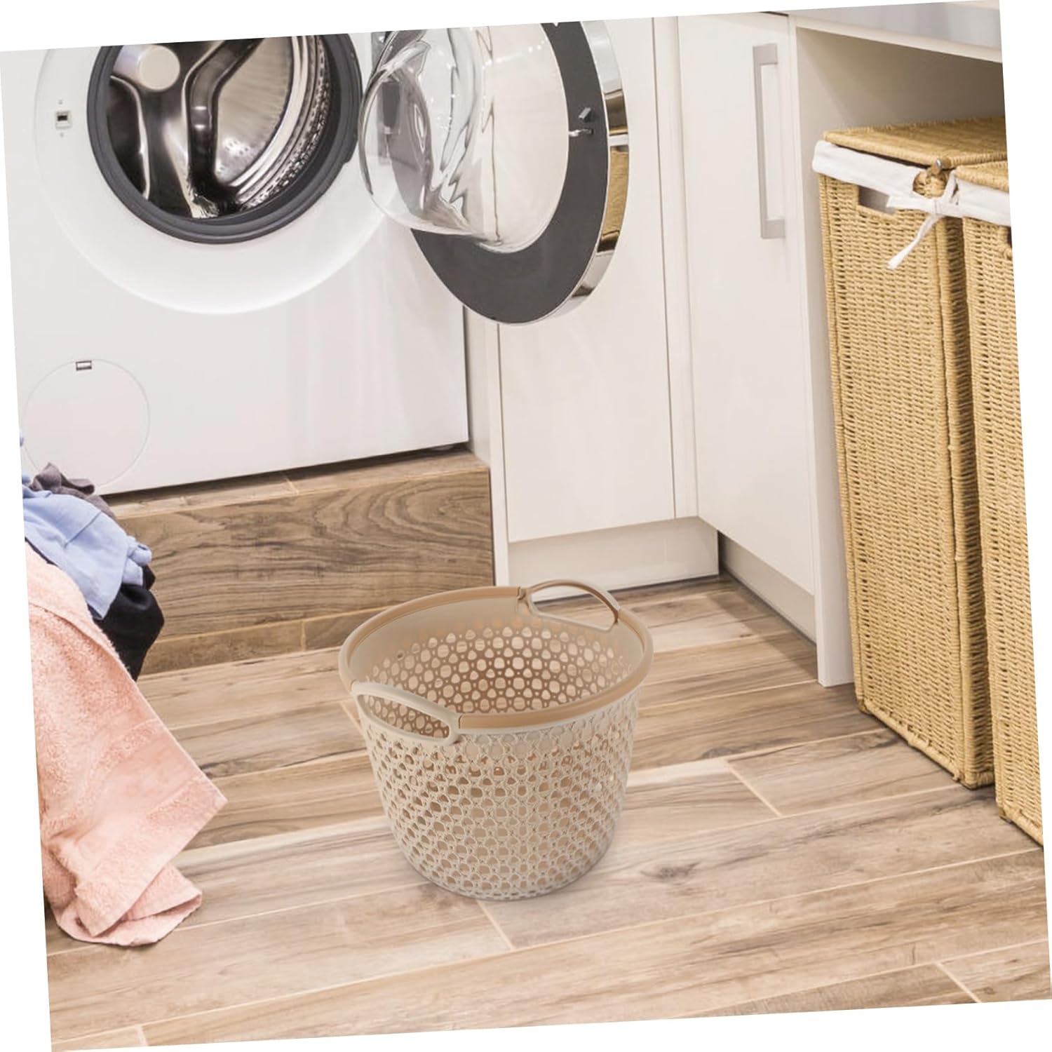 Handle Laundry Basket Medium Spacious Clothes Hamper for Bedroom Bathroom Storage Organizer Reusable Portable Storage Bin