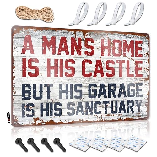 Tin Funny Vintage Sign A Man'S Home Is His Castle