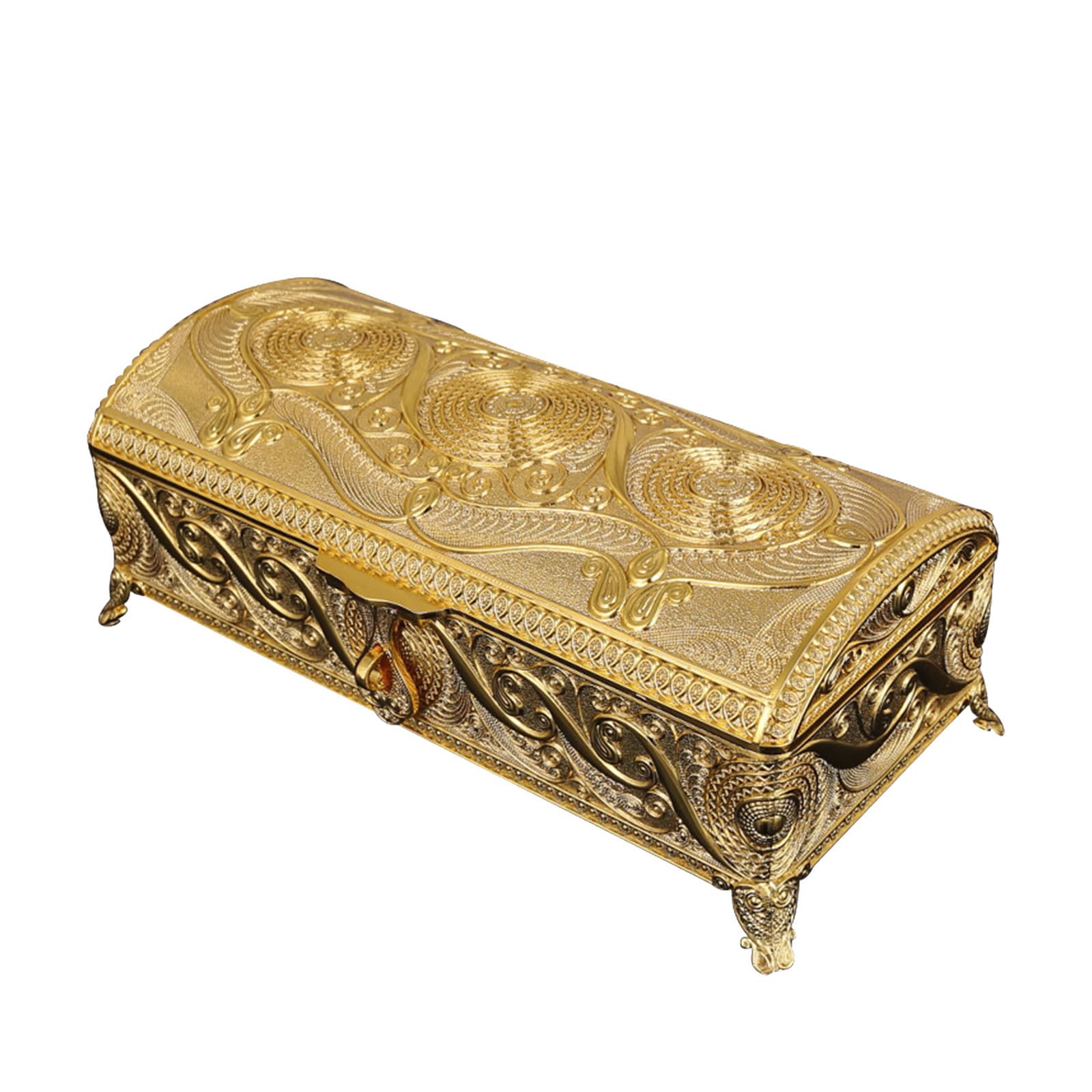 Alipis Boîte à Bijoux Rectangulaire en Métal Doré, Couvercle Sécurisé