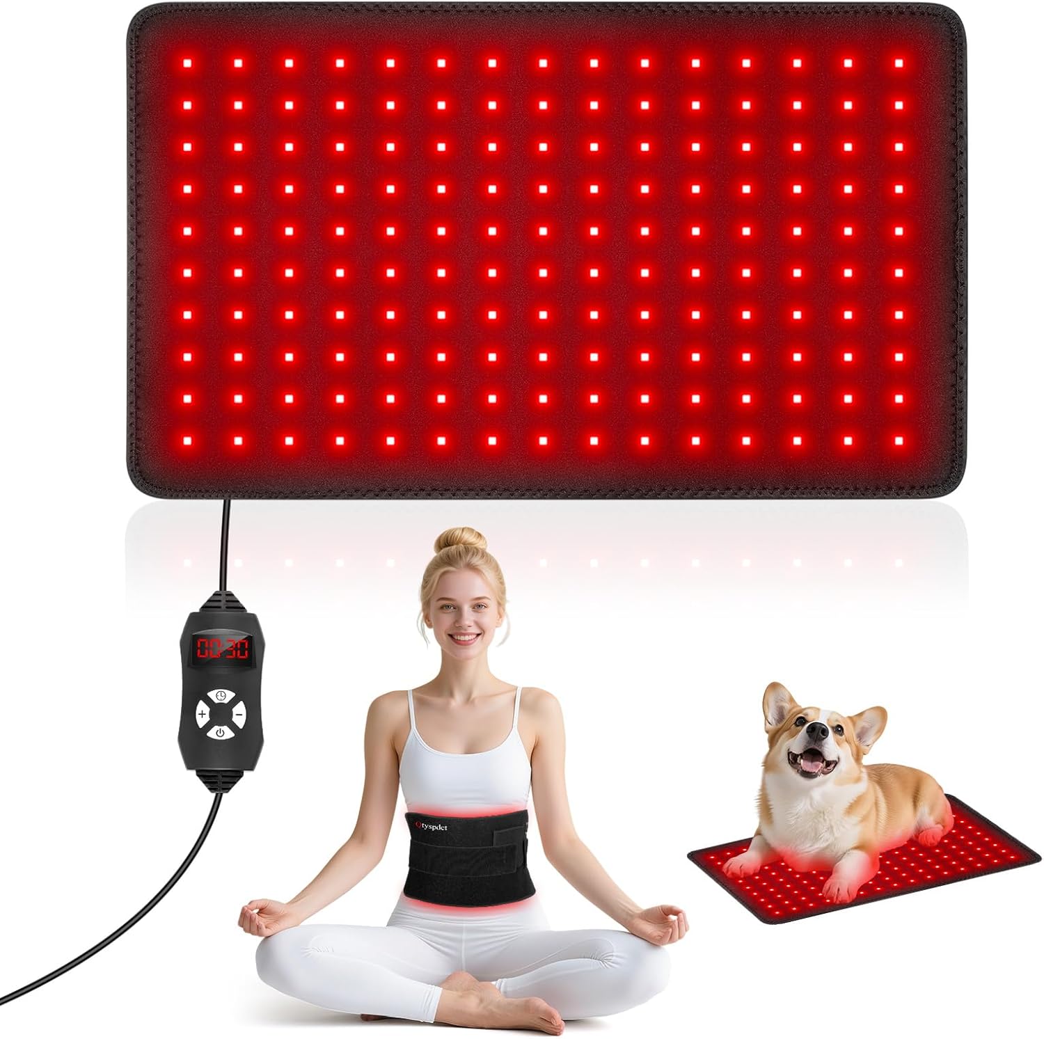 Red Light Therapy for Body, 660nm 850nm 20" LED Large Infrared Redlight Therapy Pad Belt Wrap for Neck Shoulder Back Knee Muscle