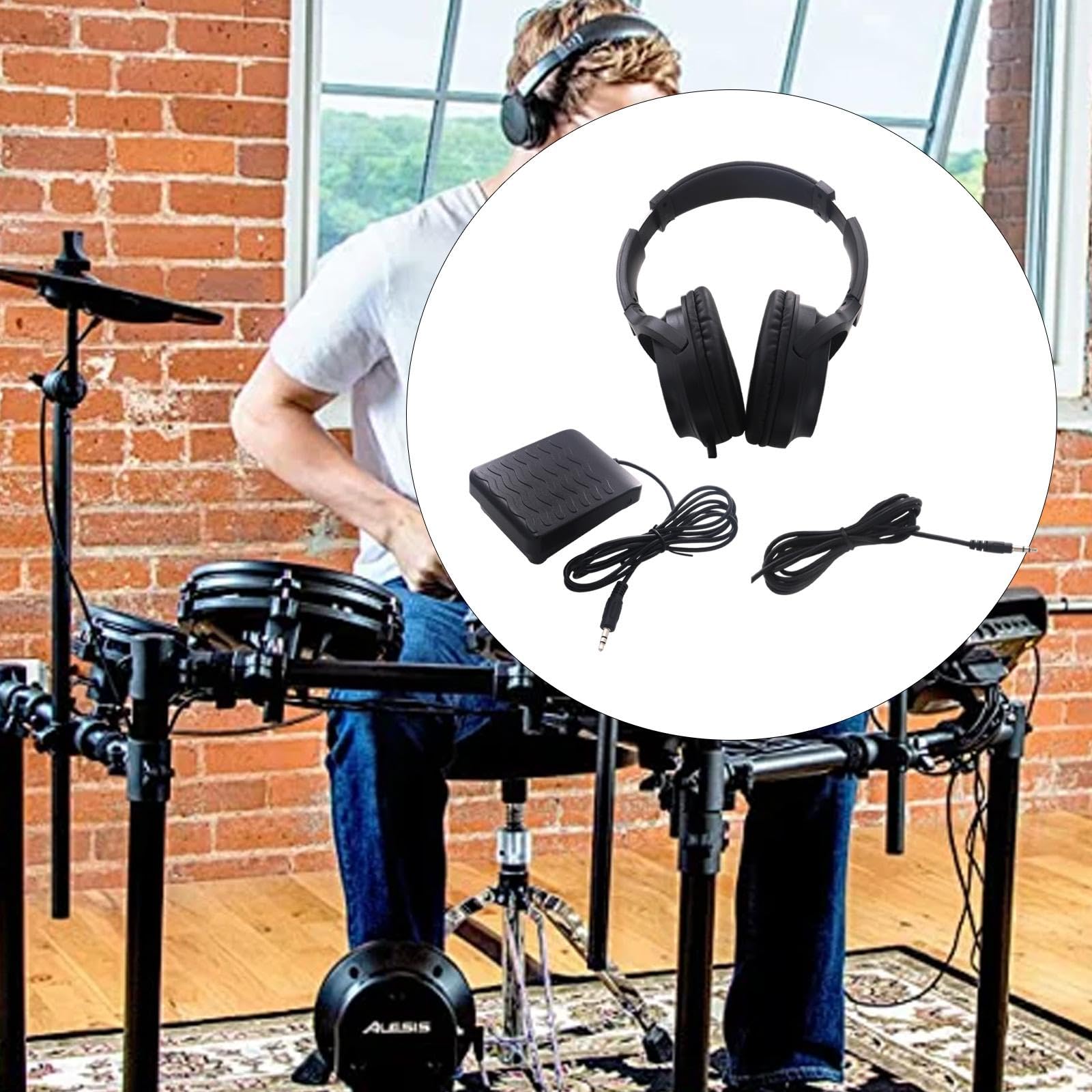 Pedal de Sustain Eléctrico Y Auriculares. Práctico, Robusto, Universal Y Profesional.