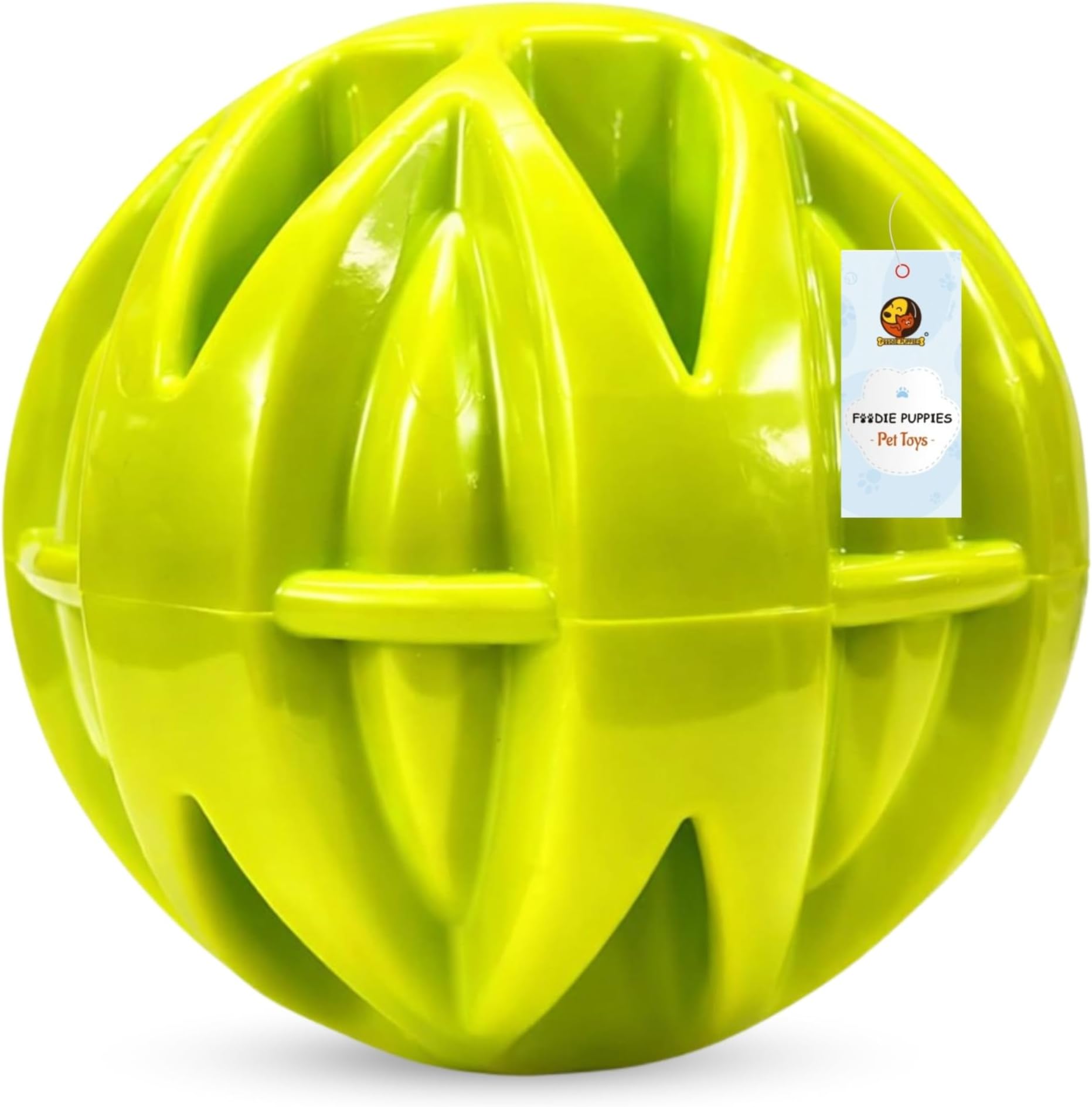 Foodie Puppies Natural Rubber Dog Ball Chew Toys for Aggressive Chewers - (Mega Ball) | Training & Interactive Treat Dispensing Toys for All Breed Sizes of Dogs (Color May Vary)