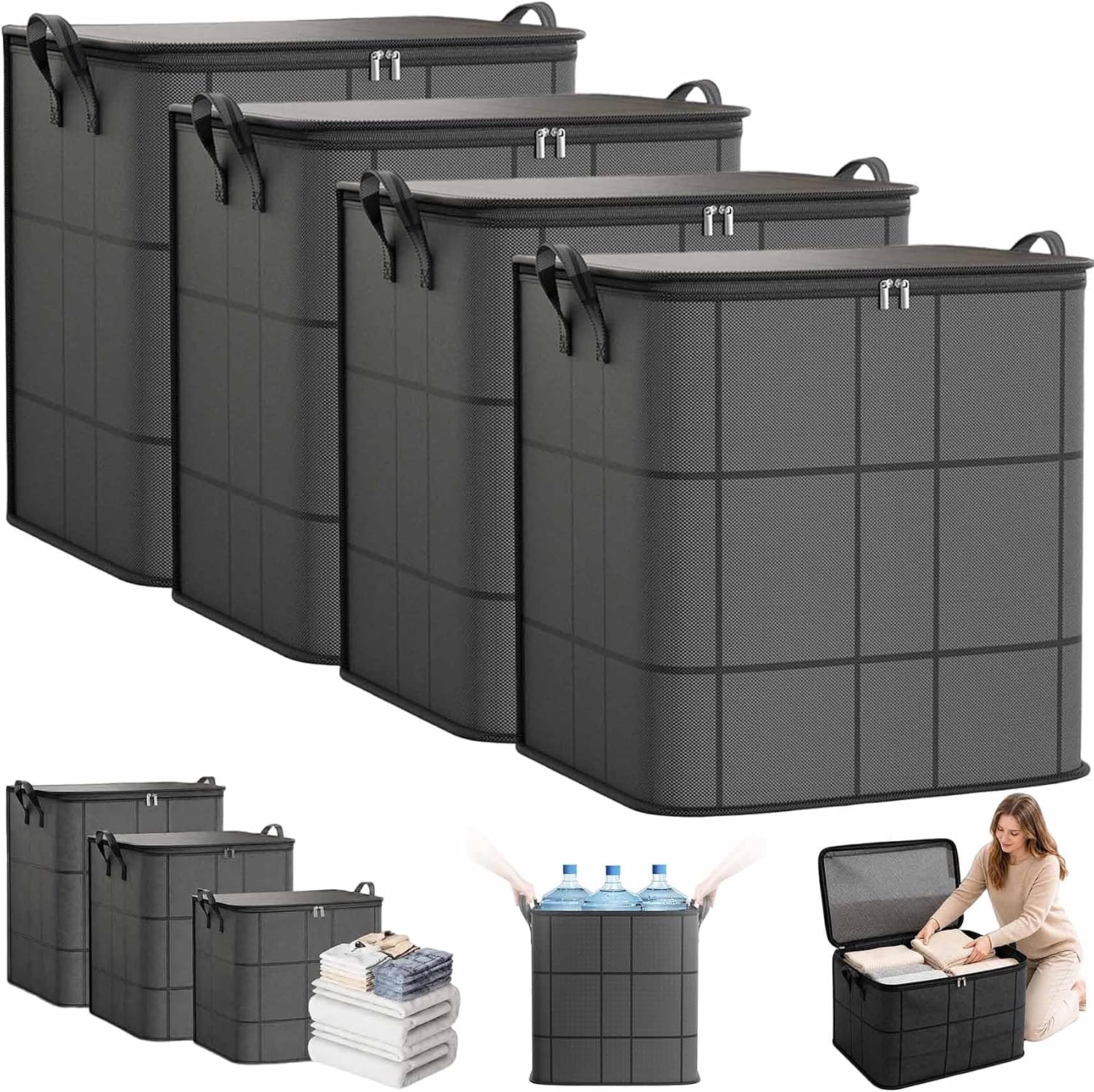 Spacious Moving Storage Bin, 210L Large Capacity Foldable Storage Bag,XXL:4