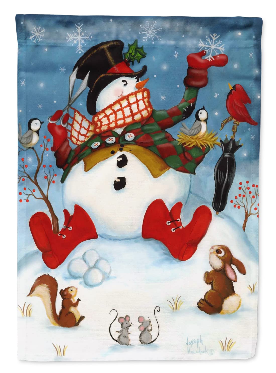 Drapeau pour maison en toile Caroline's Treasures Bonhomme de neige L