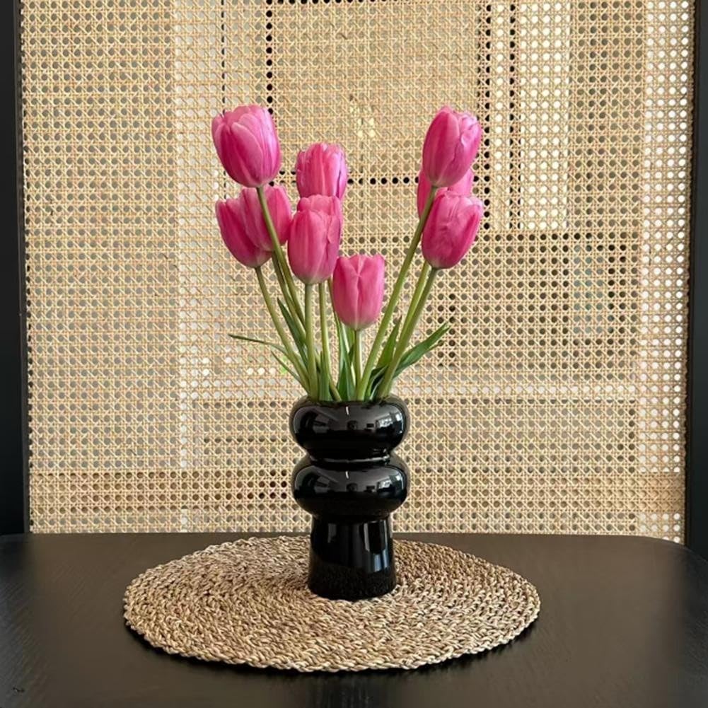 Tovagliette rotonde in paglia intrecciata, isolamento termico, decorazione per la tavola della fattoria bohémien, 33 cm e 35 cm, per sala da pranzo, feste di nozze, uso esterno, confezione