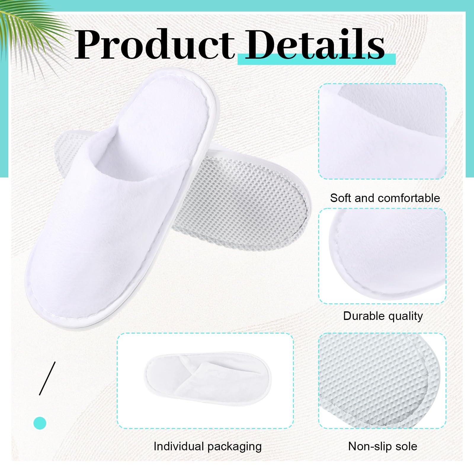 Twistover 6 pares de pantuflas desechables para niños con puntera