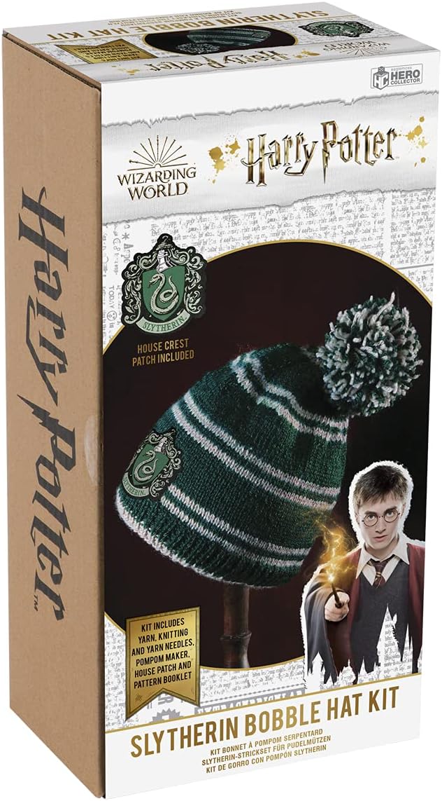 Slytherin Hogwarts House Beanie Hat Kit | Harry Potter Wizarding World Knitting Kits