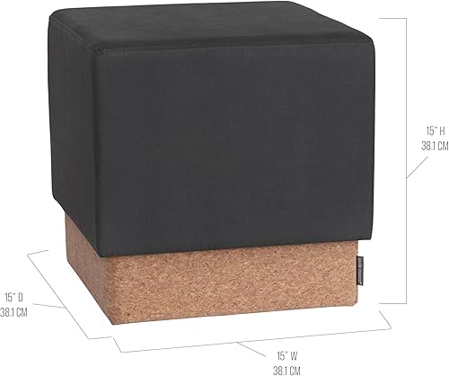 Miniatura 84 de Seville Classics Reposapiés otomano de tela acolchada, asiento acolchado para dormitorio, dormitorio, loft, sala de estar, entrada, pasillo, Azul