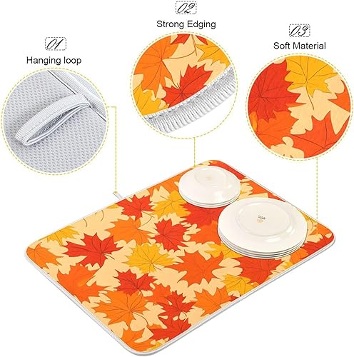 Miniatura 10 de Tapete de secado de platos con diseño de búho para encimera de cocina, almohadilla de secado de microfibra absorbente, grande de 18 x 24 pulgadas,